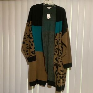 Colorblock Leopard Print Cardigan